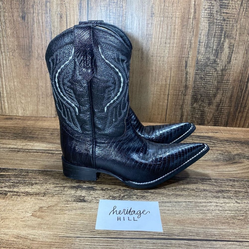 Caballo Dorado Black Leather Western Cowboy Cowgirl Boots- 8 Y